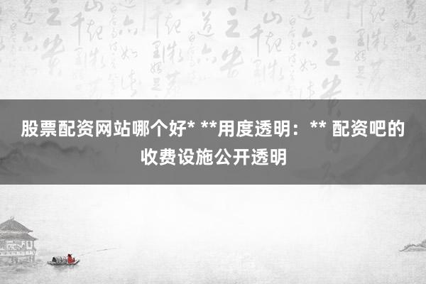 股票配资网站哪个好* **用度透明：** 配资吧的收费设施公开透明