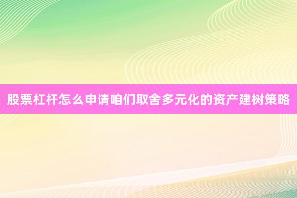 股票杠杆怎么申请咱们取舍多元化的资产建树策略