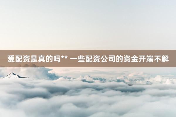 爱配资是真的吗** 一些配资公司的资金开端不解
