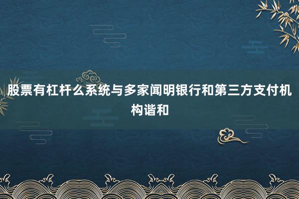 股票有杠杆么系统与多家闻明银行和第三方支付机构谐和