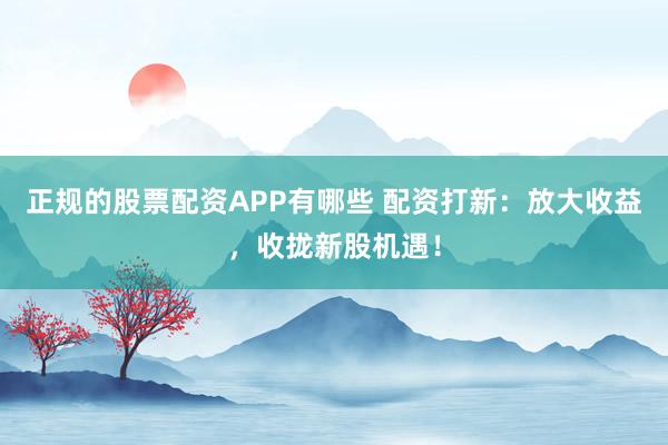 正规的股票配资APP有哪些 配资打新：放大收益，收拢新股机遇！