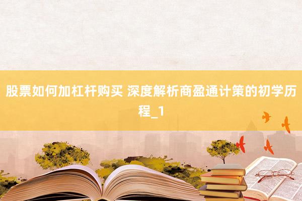 股票如何加杠杆购买 深度解析商盈通计策的初学历程_1