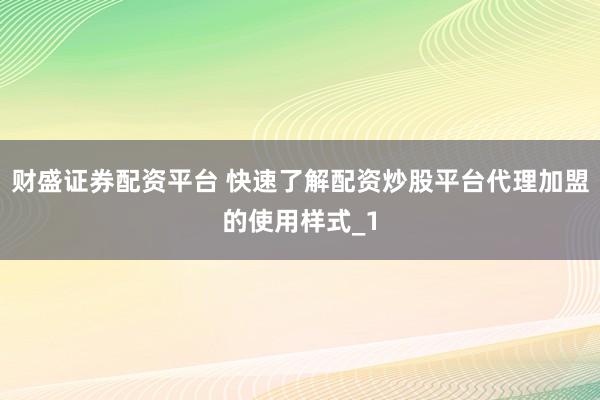 财盛证券配资平台 快速了解配资炒股平台代理加盟的使用样式_1